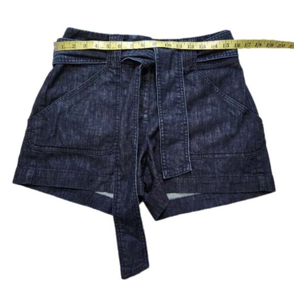 Jean shorts with tie at the waist Blue color Cotton Pockets Size 2 LOFT NWT - Picture 5 of 9
